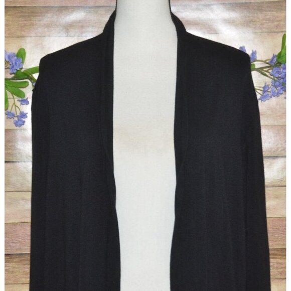 Lane Bryant Women Longline Duster Sweater Plus Size 18W 20W Black Striped Open - Picture 2 of 11